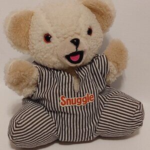 ADORABLE Downy SNUGGLE BEAR Plush Puppet with Striped Onesie